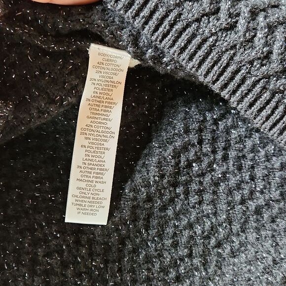 LOFT long sleeve‎ black shimmer sweater Medium - Picture 5 of 9